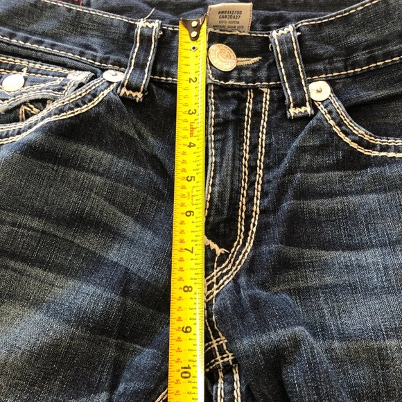 True Religion Ricky Big QT (Straight) Dark Wash White Bold Stitching Size 33 - Picture 13 of 16